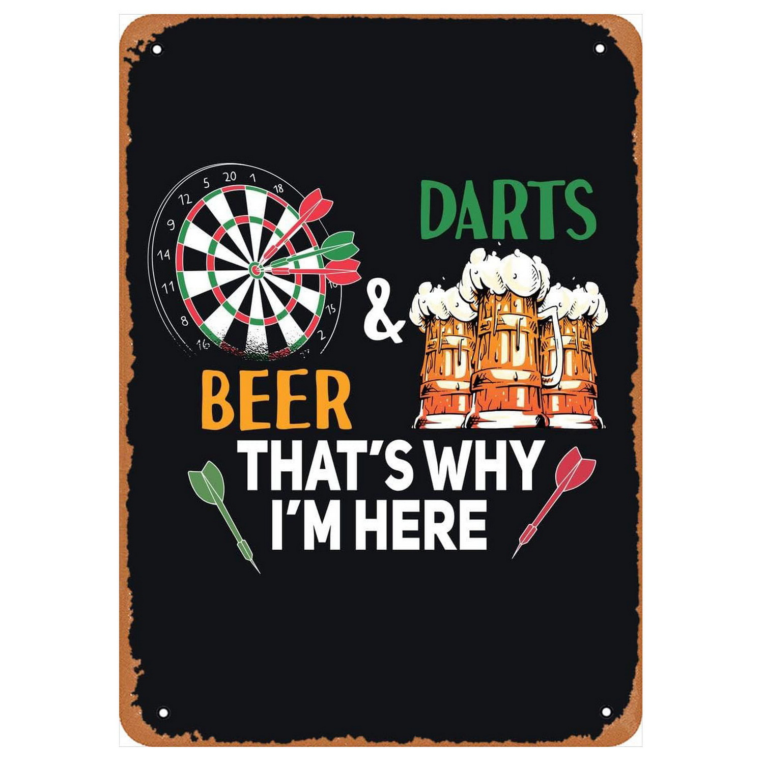 Vintage Darts & Beer Tin Sign, - Vintage Collectible Signs review and price