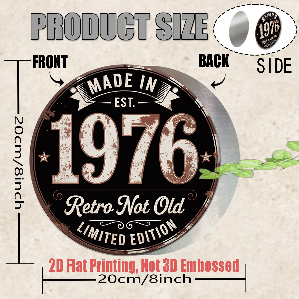 2D Flat, 1pc 1976 Vintage Meta - Vintage Collectible Signs review and price