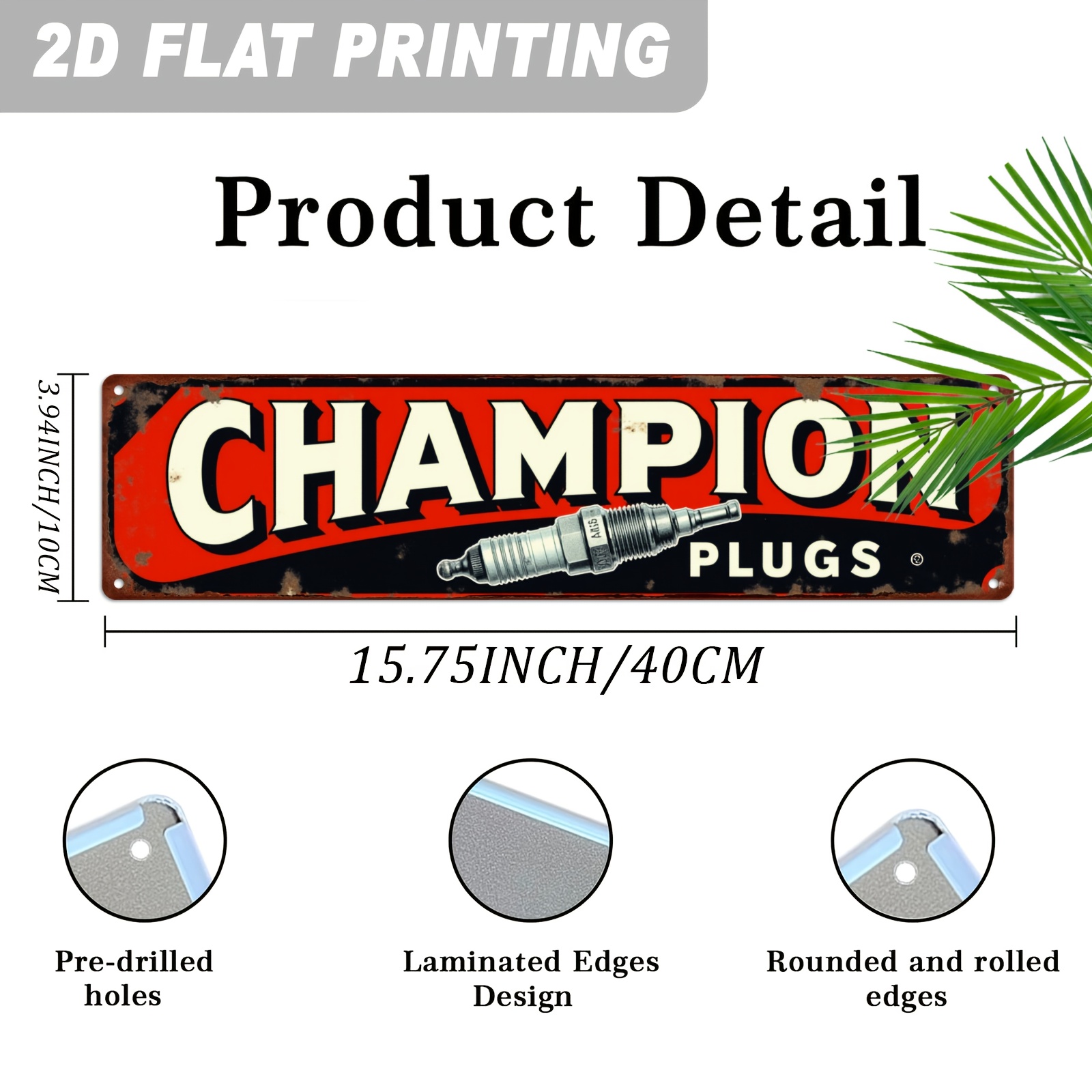 2D Flat, 1pc Champion Plugs Vi - Vintage Collectible Signs review and price